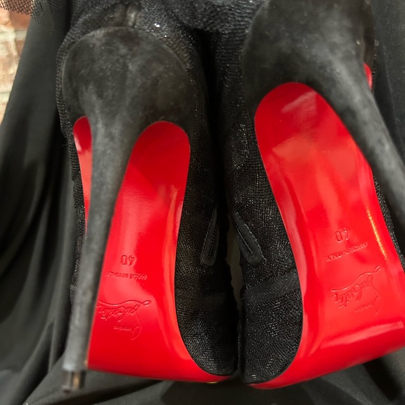 Christian Louboutin Libellibooty 100 Black Mesh Tulle Ankle Boot Heel Pump 40 - Picture 11 of 11